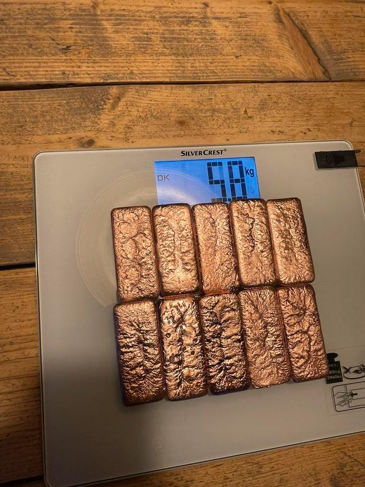 koper baaren 999 - 5,8 kilo - 500/600g per stuk bulk te koop, Antiek en Kunst, Antiek | Brons en Koper, Koper, Ophalen of Verzenden