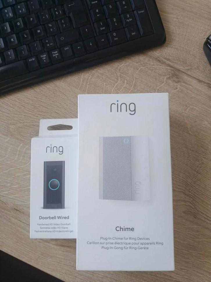 Te koop: Ring Video Doorbell Wired (1080p) + Chime – nieuw, Huis en Inrichting, Deurbellen, Ophalen of Verzenden