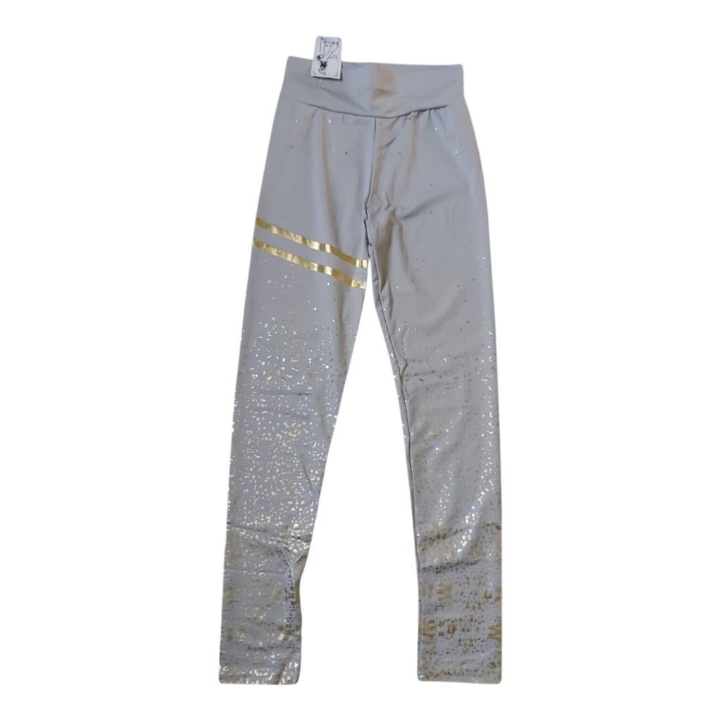 Grijs met goud legging S/M, Kleding | Dames, Leggings, Maillots en Panty's, Legging, Maat 36/38 (S), Verzenden, Nieuw