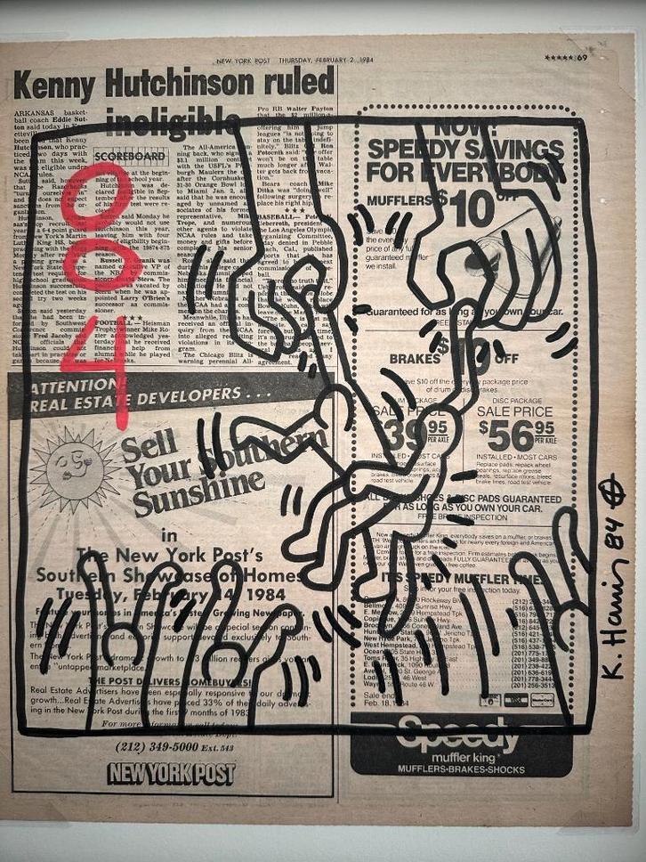 Keith Haring - dessin original (1984), Antiquités & Art, Art | Dessins & Photographie, Enlèvement