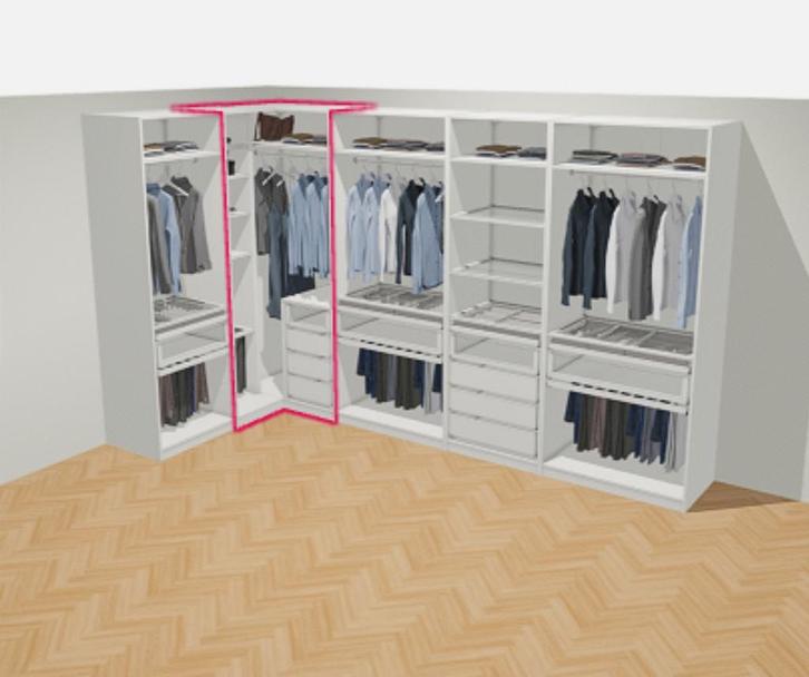 Grand dressing d’angle IKEA PAX – complet – excellent état, Verzamelen, Poppenhuizen en Toebehoren, Ophalen