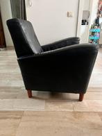 GRATIS AF TE HALEN!!! Zwaar, zwart, degelijk fauteuil., Ophalen, Gebruikt, Leer