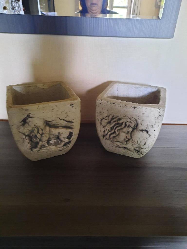 Set van 2 bloempotten, Ophalen, Vierkant, Zo goed als nieuw, Balkon