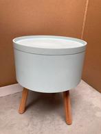 Nachtkastje - bijzettafeltje licht blauw met opbergruimte, Ophalen, Gebruikt, Hout