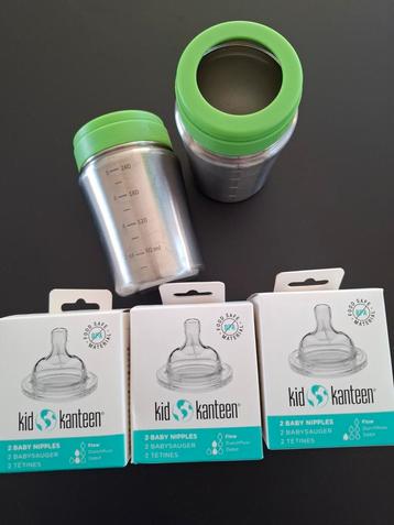 2 kid kanteen babyflessen + 6 spenen beschikbaar voor biedingen