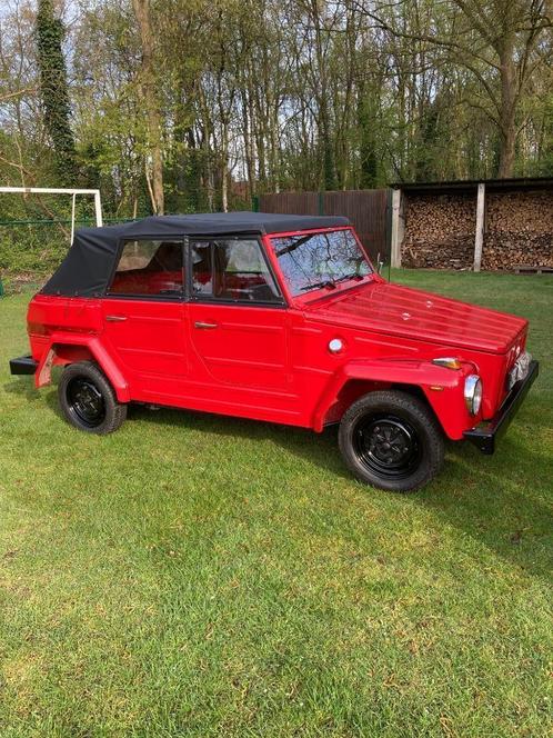 VW181 kubel the thing, Auto's, Oldtimers, Particulier, Volkswagen, Benzine, Cabriolet, 4 deurs, Handgeschakeld, Rood, Zwart, Kunstmatig leder