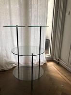 vintage bijzettafel, Huis en Inrichting, Minder dan 55 cm, Gebruikt, Rond, Glas