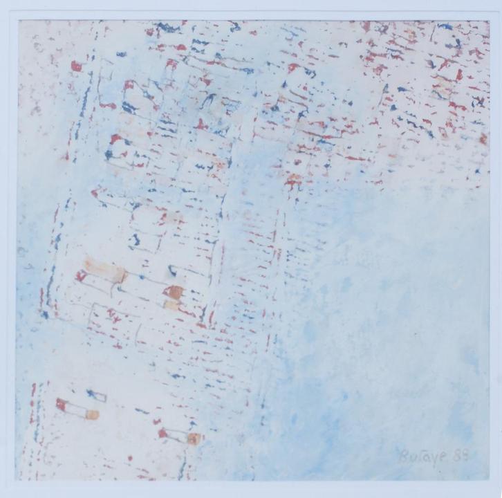 Jean-Marie Butaye (1945): Compositie 1988 (32 x 32 cm), Antiek en Kunst, Kunst | Schilderijen | Klassiek, Ophalen of Verzenden