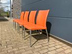 4x Jori Mikono eetkamerstoelen, oranje leder Topstaat!! Zgan, Ophalen of Verzenden, Leolux rolf benz natuzzi minotti xooon dsr dsw pode perla hukla