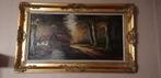Oude grote schilderij in mooie kader, Antiek en Kunst, Ophalen