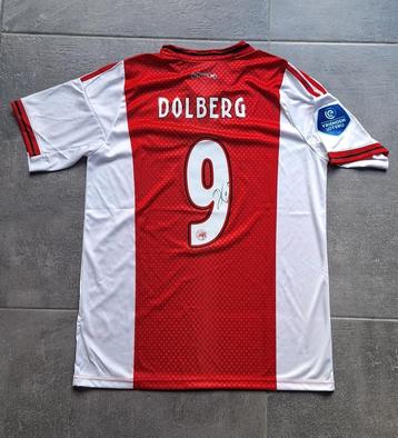 Shirt Ajax met handtekening; Kasper Dolberg (RSC Anderlecht) beschikbaar voor biedingen
