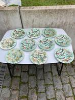 10 antieke majolica borden met vogels, Antiek en Kunst, Ophalen