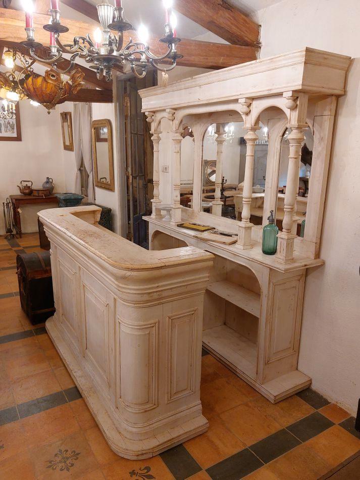 ancien comptoir de bar  paroi arrière assortie avec miroirs, Antiquités & Art, Curiosités & Brocante, Enlèvement