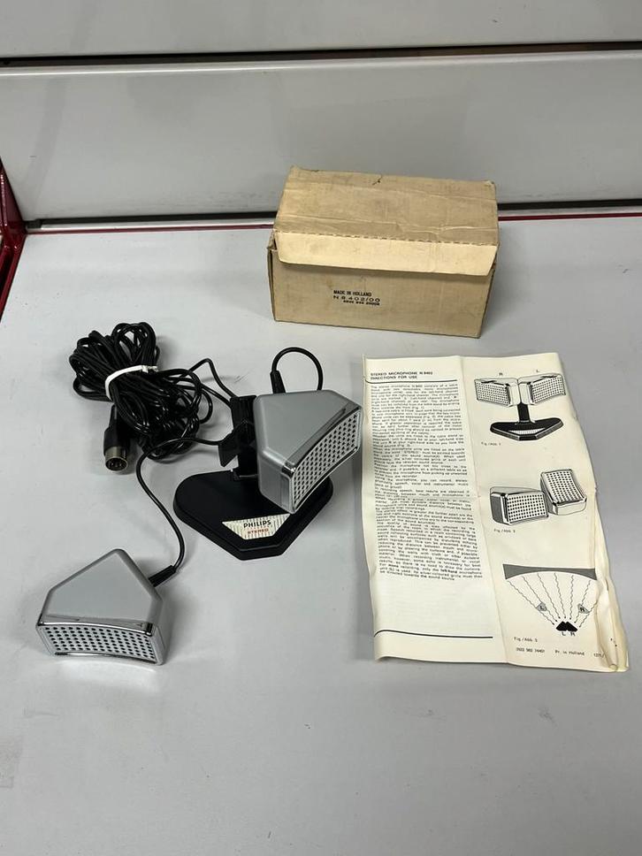 Philips N6602 vintage stereomicrofoon (doos en instructies), Muziek en Instrumenten, Microfoons, Zo goed als nieuw, Ophalen of Verzenden