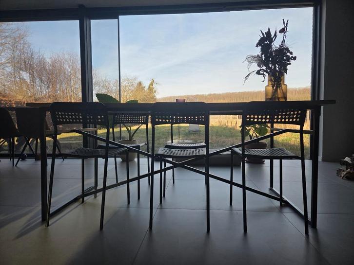 5 x Adde (Ikea) eetkamerstoel, Huis en Inrichting, Stoelen, Gebruikt, Vijf, Zes of meer stoelen, Kunststof, Metaal, Zwart, Ophalen