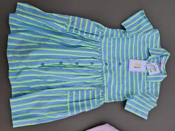 blauw kleedje met groene strepen, Blue Bay, 140 NIEUW beschikbaar voor biedingen