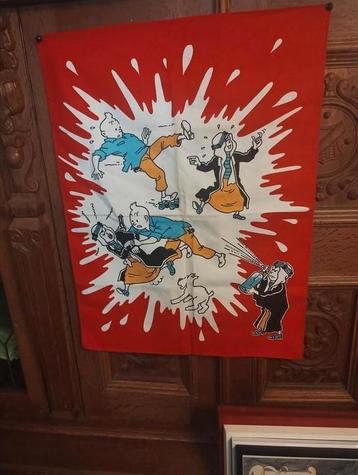 kuifje herge : tafereel doek kuifje met abdallah. 1958. beschikbaar voor biedingen