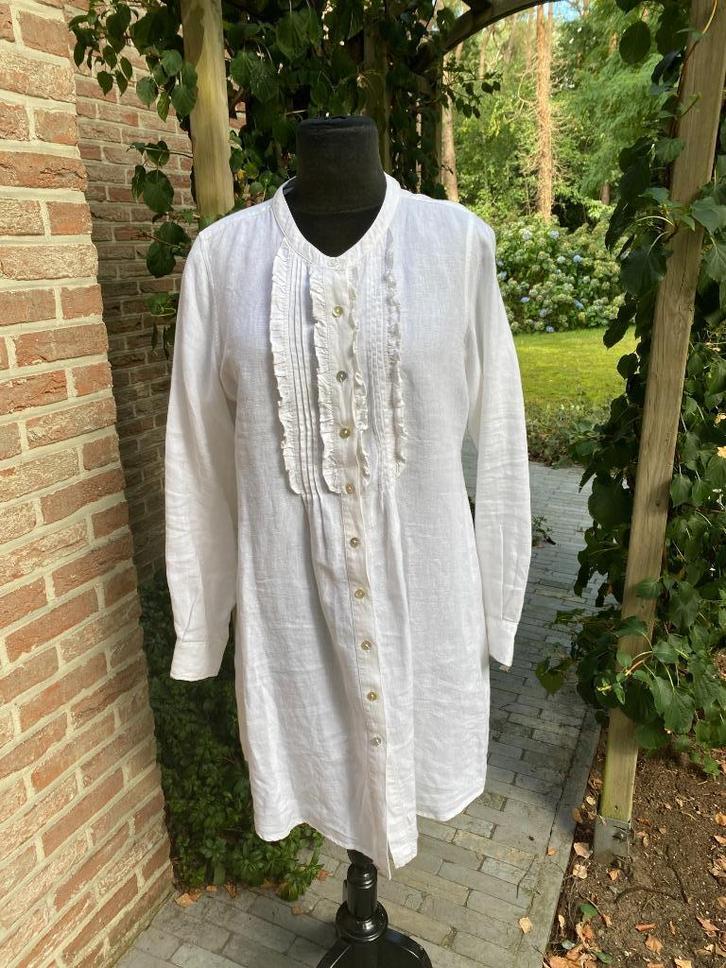 Scapa witte linnen tuniekblouse / korte jurk - 38/40, Kleding | Dames, Blouses en Tunieken, Zo goed als nieuw, Maat 38/40 (M)