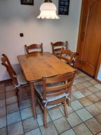 Zeer degelijke massief eiken Eethoek met 4 eetkamerstoelen., Ophalen, Zo goed als nieuw