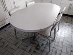 Witte ovale eettafel + 6 stoelen, Ophalen, Gebruikt