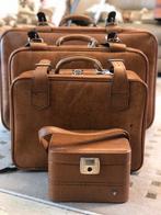 Vintage bagageset, Handtassen en Accessoires, Tassen | Reistassen en Weekendtassen, Ophalen, Zo goed als nieuw, Bruin