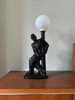 Art Deco stijl keramische tafellamp – man met glazen bol, Huis en Inrichting, Ophalen, Zo goed als nieuw, Overige materialen, Minder dan 50 cm