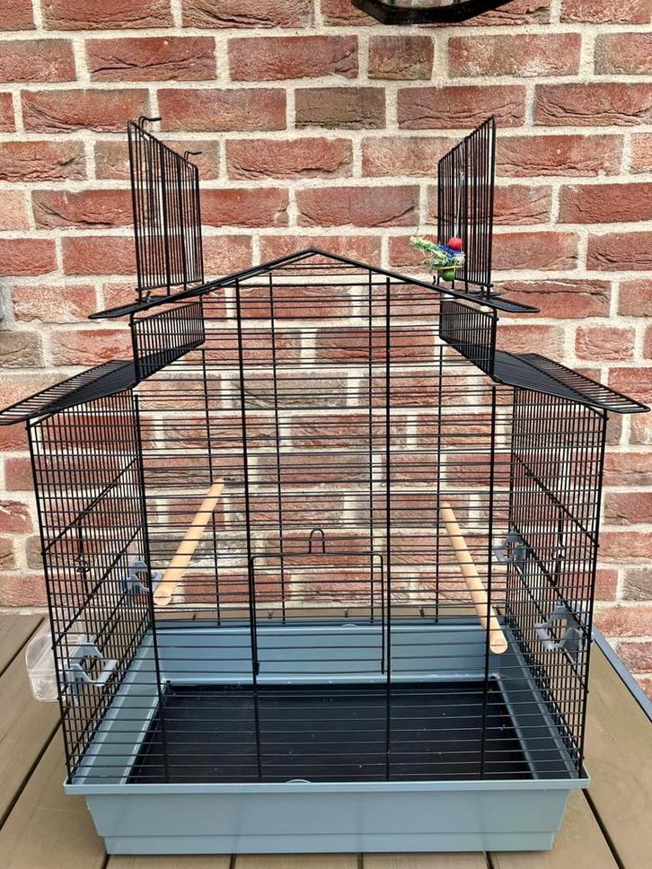 ZWART/GRIJZE VOGELKOOI KANARIE - PARKIET OPEN DAKJE  50 EURO, Dieren en Toebehoren, Vogels | Hokken en Kooien, Zo goed als nieuw