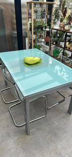 Glazen tafel met 2 verlengstukken bij, Huis en Inrichting, Ophalen