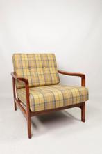 Vintage Scandinavische fauteuil tartan plaid wol 1965, Ophalen of Verzenden
