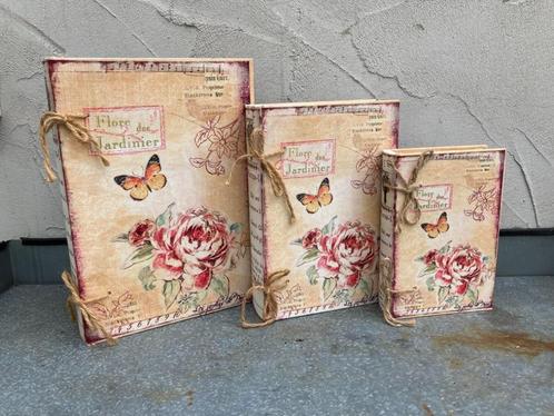 DECORATIE BOEKEN FLORE DES JARDINIER 3 DLG GROTE SET, Antiek en Kunst, Curiosa en Brocante, Ophalen of Verzenden