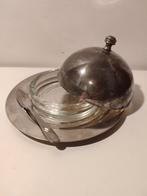 Antiek verzilverd botervloot glazen inzetstuk botermesje, Antiek en Kunst, Ophalen of Verzenden