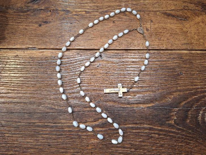 oude grote witte stenen paternoster, begin 1900, Antiquités & Art, Antiquités | Objets religieux, Enlèvement ou Envoi