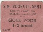 S.M. VOORUIT - GENT Goed voor 1/2 brood 1/7/'56, Verzamelen, Verzenden