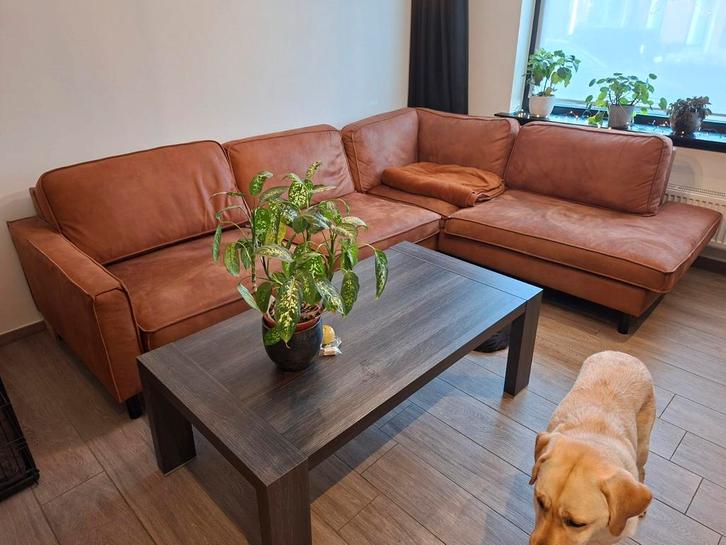 Hoekzetel cognackleur, Maison & Meubles, Canapés | Coins salons complets, Enlèvement