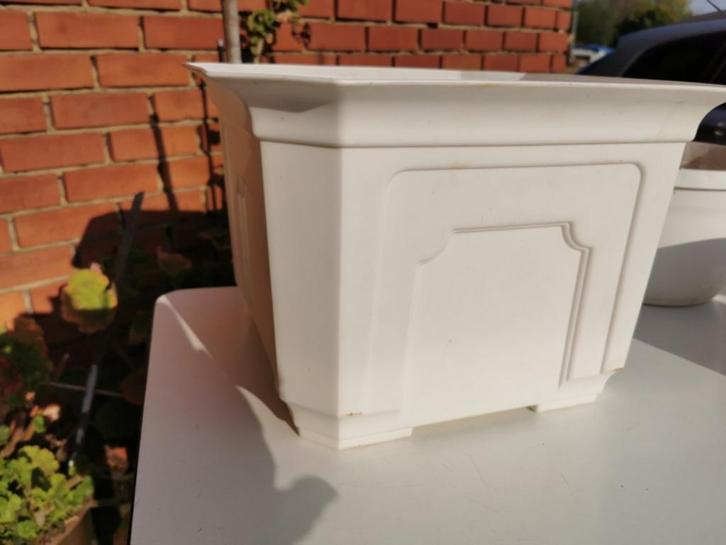 Bloempot kunststof wit vierkant Pronto 34x34x24cm, Tuin en Terras, Bloempotten, Gebruikt, Kunststof, Binnen, Balkon, Tuin, Minder dan 40 cm