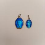 Deux pendentifs religieux en argent et émail bleu, Enlèvement ou Envoi, Utilisé, Argent, Argent