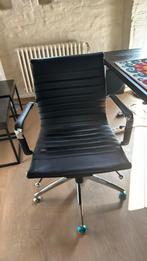 Bureaustoel in zwart leder, Maison & Meubles, Chaises de bureau, Comme neuf, Noir, Chaise de bureau, Ergonomique