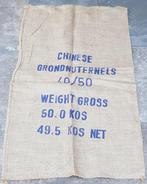 Grote jute zak met blauwe opdruk / tekst, Antiek en Kunst, Ophalen of Verzenden