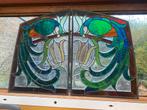 vitraux loodglasramen met papegaaien, Antiek en Kunst, Ophalen of Verzenden
