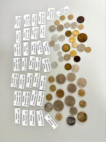 Verzameling oude Spaanse Spanje munten 1877-2000 Peseta beschikbaar voor biedingen
