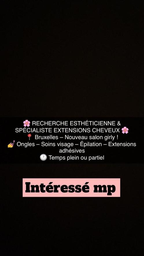 RECRUTEMENT – SALON GIRLY À BRUXELLES, Handtassen en Accessoires, Uiterlijk | Haarverzorging, Nieuw, Overige typen, Ophalen of Verzenden