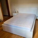 Ikea MALM bed van 140 cm, 2 lattenbodems van 70 cm, matras, Ophalen, Wit, Tweepersoons, 140 cm
