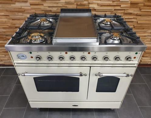 🔥Luxe Fornuis Boretti 90cm crème + rvs 2 ovens frytop, Elektronische apparatuur, Fornuizen, Zo goed als nieuw, Vrijstaand, Gas