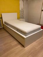 Malm wit bed met 2 lades & nachttafel, Huis en Inrichting, Ophalen, Gebruikt, 90 cm, Eenpersoons