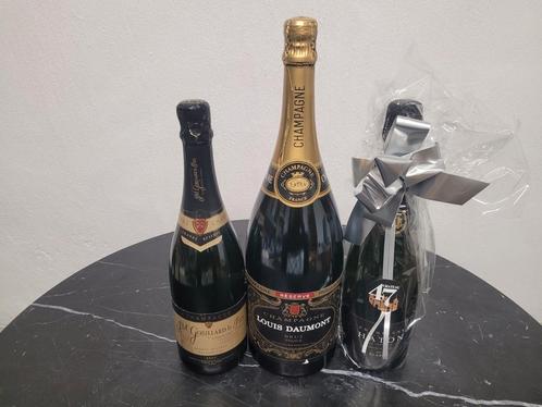 3x Champagne (1 Magnum) 20€/bouteille, Collections, Vins, Comme neuf, Champagne, France, Pleine, Enlèvement