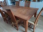 Teakhouten tafel en 6 stoelen, Huis en Inrichting, Ophalen, Zo goed als nieuw, Teakhout