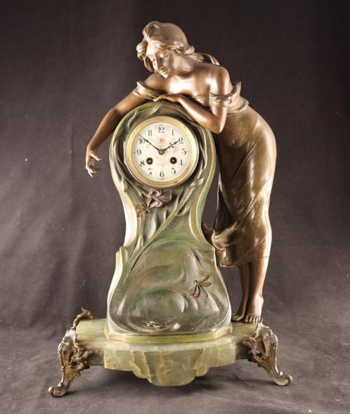 Grote antieke Art Nouveau klok, Antiek en Kunst, Antiek | Klokken, Verzenden