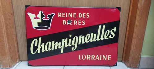 Emaillebord bière des Reines Champigneulles (emaillerie Str, Verzamelen, Biermerken, Zo goed als nieuw, Reclamebord, Plaat of Schild
