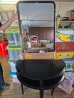 Zwart half maan tafeltje met zwarte spiegel, Huis en Inrichting, Woonaccessoires | Spiegels, Ophalen