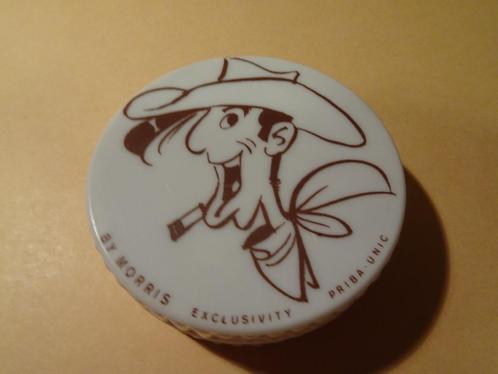 Doosje met vingerspons - Lucky Luke, Verzamelen, Stripfiguren, Zo goed als nieuw, Gebruiksvoorwerp, Overige figuren, Ophalen of Verzenden